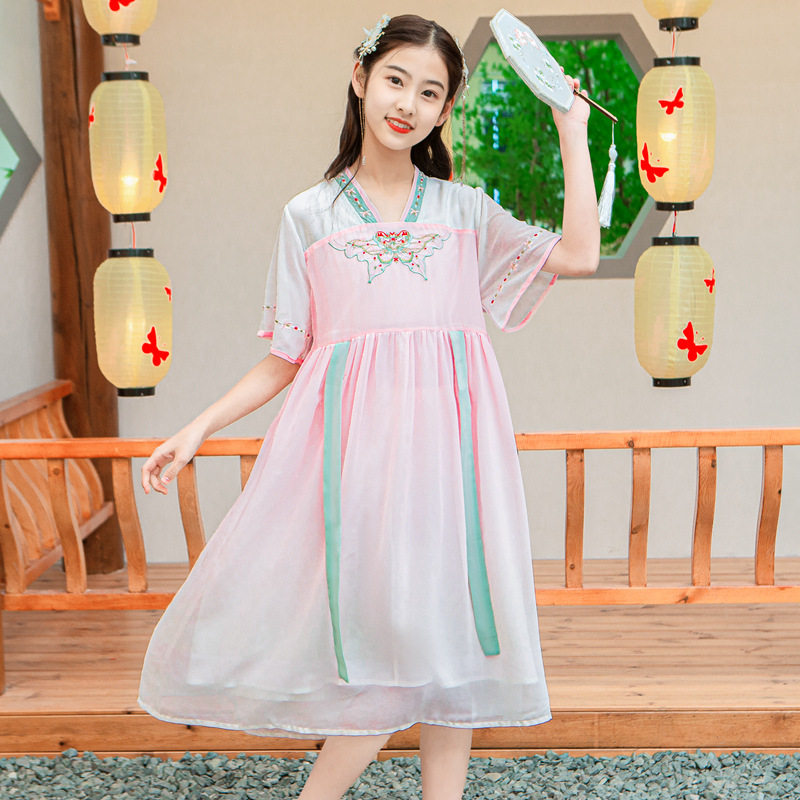 汉服胖女童雪纺连衣裙加肥加大夏季儿童中国风古装超仙宽松唐装,童装/婴儿装/亲子装,汉服,淘宝优惠券,粉丝福利购,淘宝优惠卷