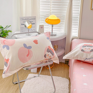 100%纯棉枕套j一对装家用单人枕头套48cm74全棉牀上宿舍枕芯内胆