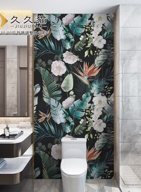 大花砖美式阳台卫生间背景墙砖600X1200绿植浴室墙莫兰迪花片瓷砖