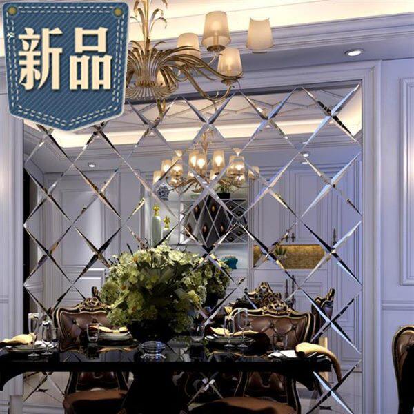 框造型装饰框茶镜菱形客厅电视餐厅镜面定制w艺术玻璃拼镜背景墙