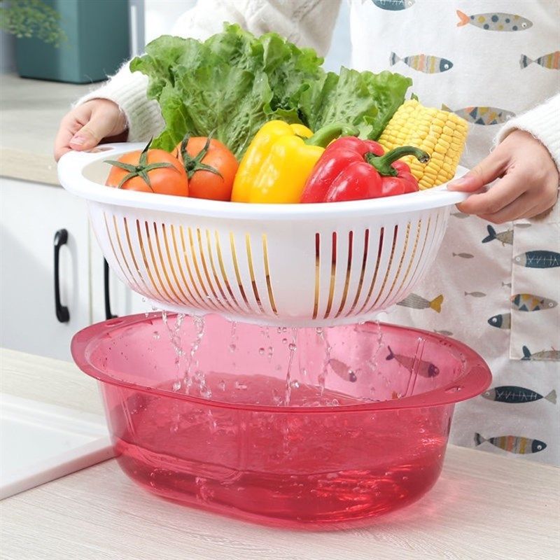 沥水篮厨房用品双层洗菜盆客厅茶几家用水果果盘篮子盆子淘菜盆篮,餐饮具,洗菜盆/沥水篮/漏水筛,淘宝优惠券,粉丝福利购,淘宝优惠卷
