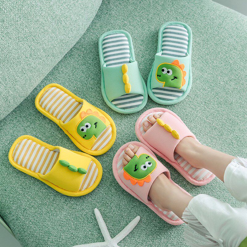 儿童拖鞋女童男童夏季小孩亚麻棉布四季家居M室内防滑可爱卡通春