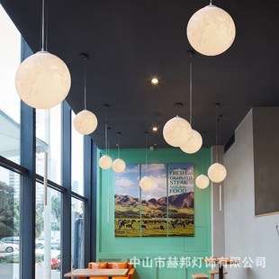北欧床头吊灯月球灯餐厅灯客厅吊灯星球卧室M少儿房吧台餐饮装饰