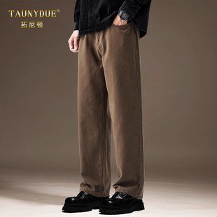 男士 潮牌潮流加绒裤 2025春季 美式 子男 新款 纯棉水洗阔腿宽松休闲裤