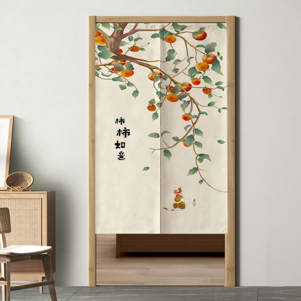 中式布艺门帘夏季防走冷气宿舍家用厨房卫生间卧室挡风隔断帘半帘