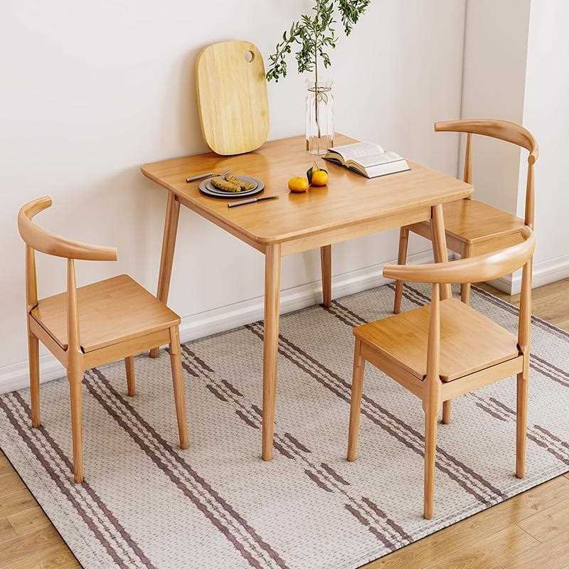 全实木餐桌c现代简约正方形北欧小方桌饭桌小户型家用餐厅洽谈阳