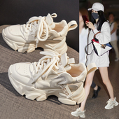 真皮老爹鞋 加绒厚底增高轻便运W动休闲小白 新款 女2024年春季 爆款