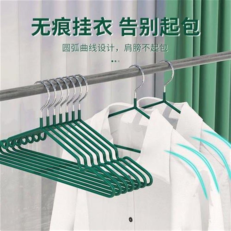 不锈钢加粗衣架家用挂衣无痕y晾晒挂钩防滑衣服撑架子学生宿舍