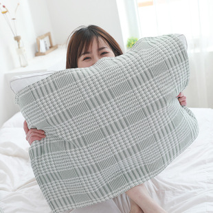 纯棉纱布灰色枕巾男生简约一对装单人防油头盖巾夏季夏天成人大人