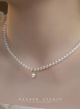 天然淡水珍珠项链设计感小u众高级锁骨颈链简约百搭秋冬毛衣链女