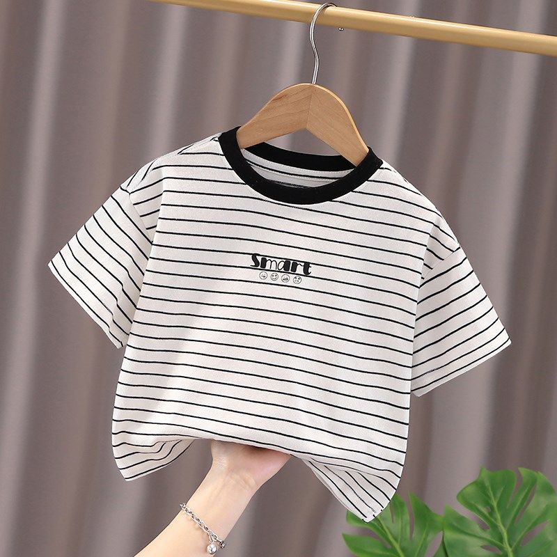 男童短袖T恤2025夏季新款儿童条纹韩版休闲半袖小童洋气纯棉上衣,童装/婴儿装/亲子装,T恤,淘宝优惠券,粉丝福利购,淘宝优惠卷
