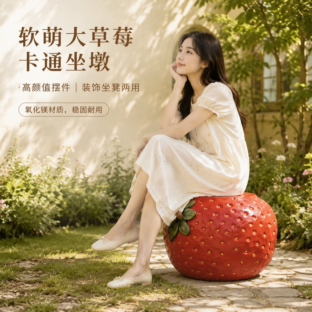 创意草莓菠萝户外庭院凳防水耐用