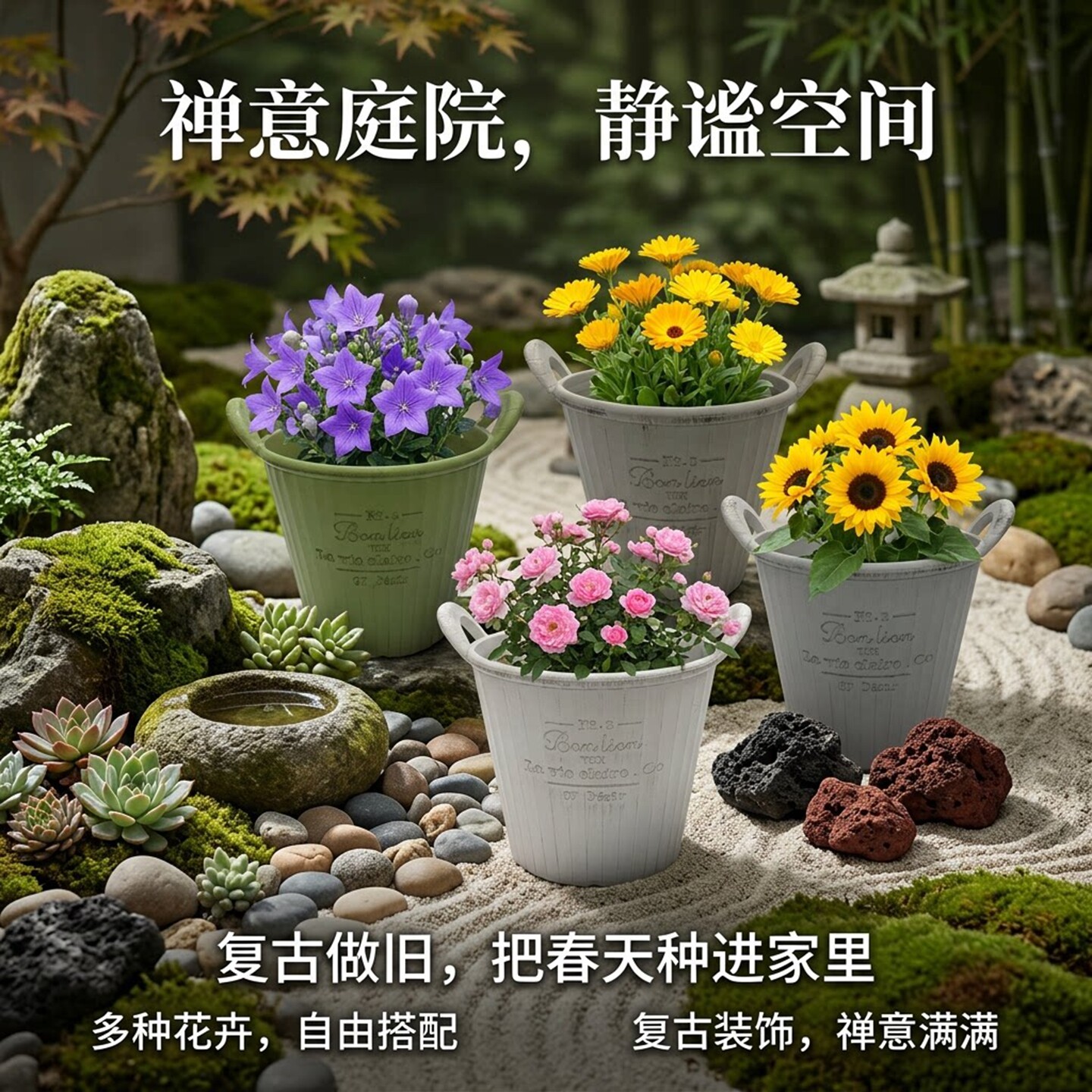 六边形复古浮雕橄榄绿欧式花盆