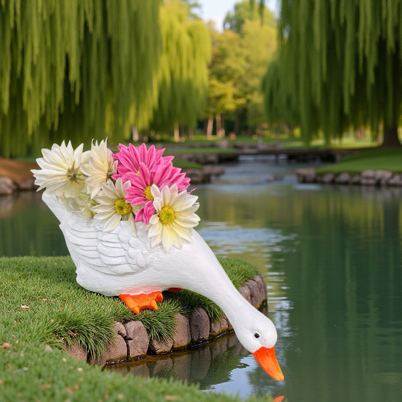 装饰摆件庭院造景喝水鸭子花盆