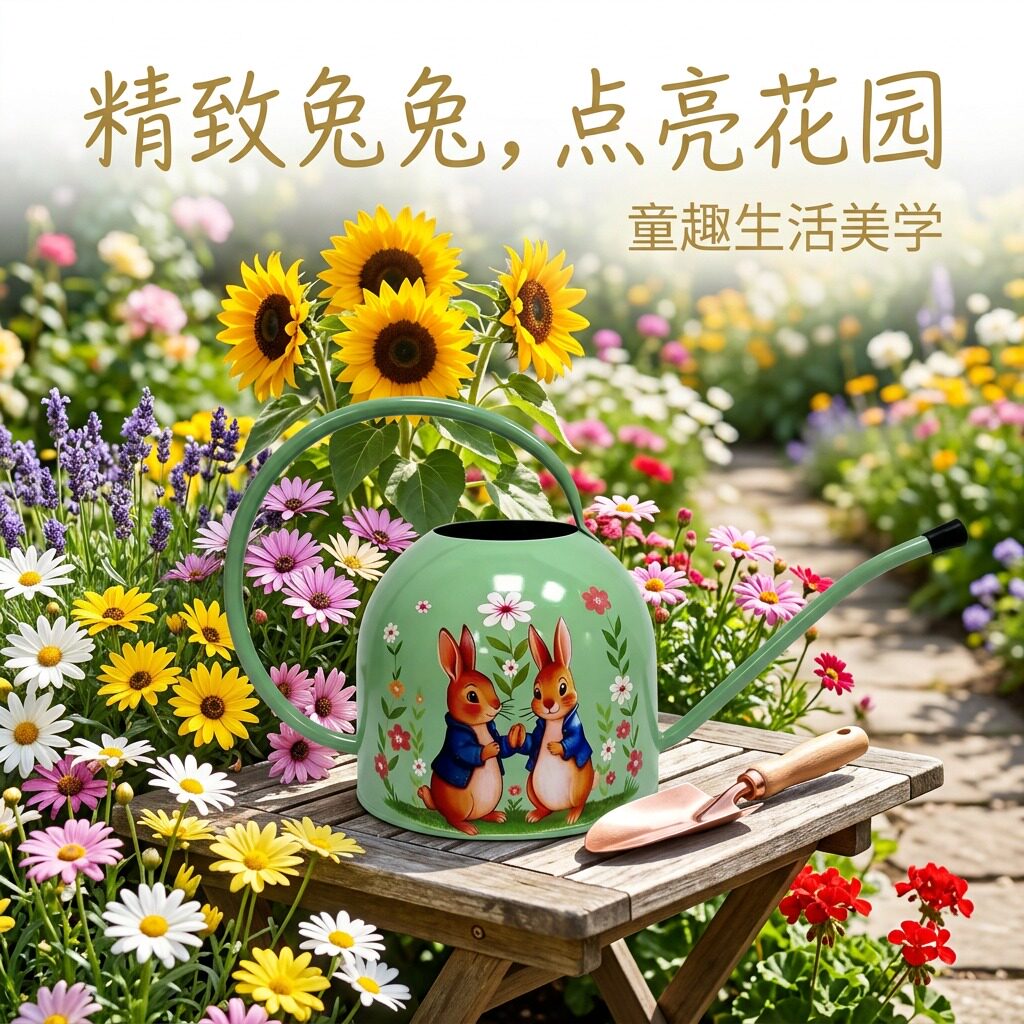 户外花园复古铁艺洒水壶2L大容量园艺长嘴浇花喷壶防锈家用浇花壶