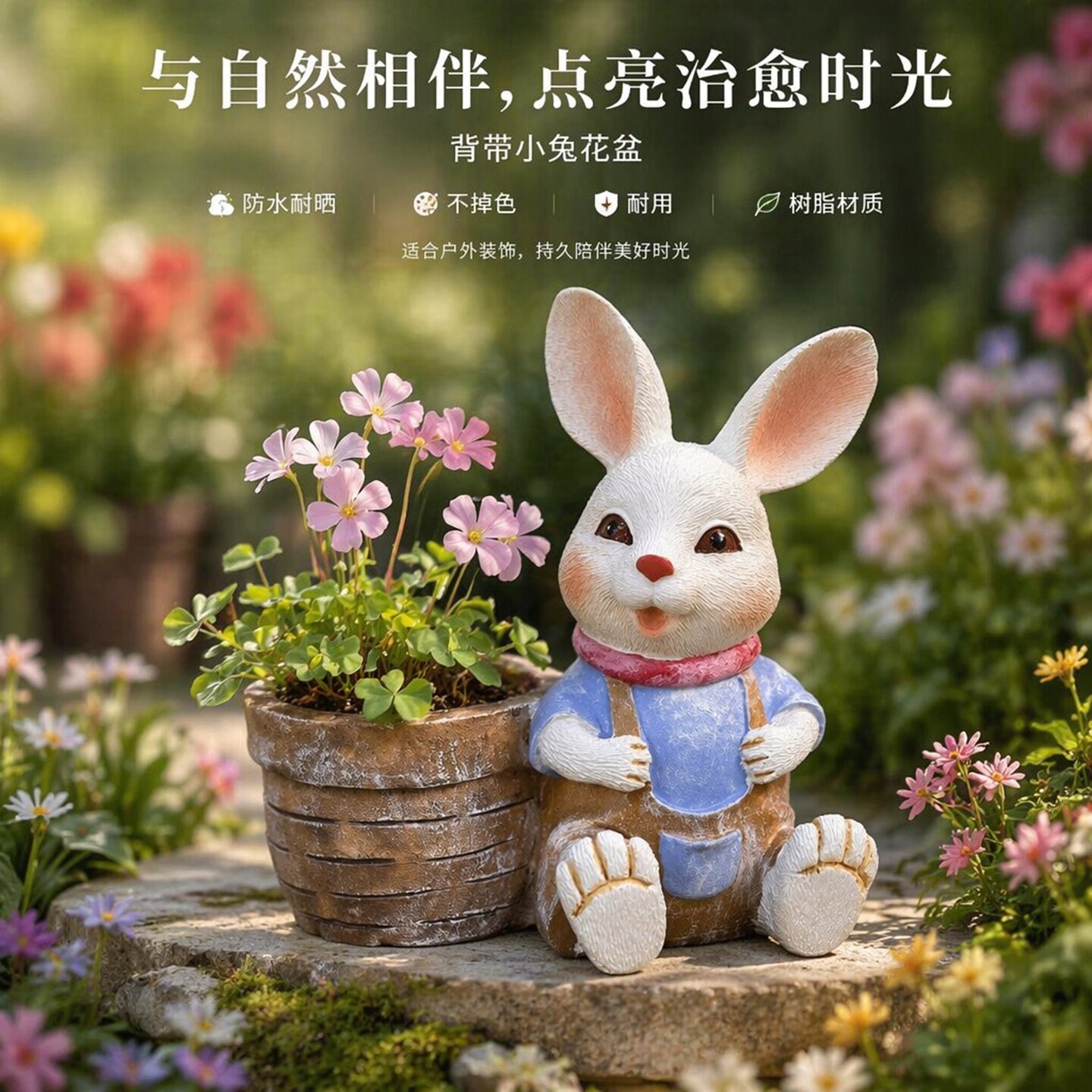 优伲嘉可爱卡通小兔子花盆图片