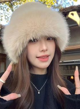 蒙古帽子女秋冬防寒白色保暖