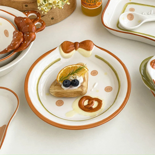 面包可爱陶瓷米饭碗家用2025新款高颜值釉下彩餐具汤碗具小碗盘子