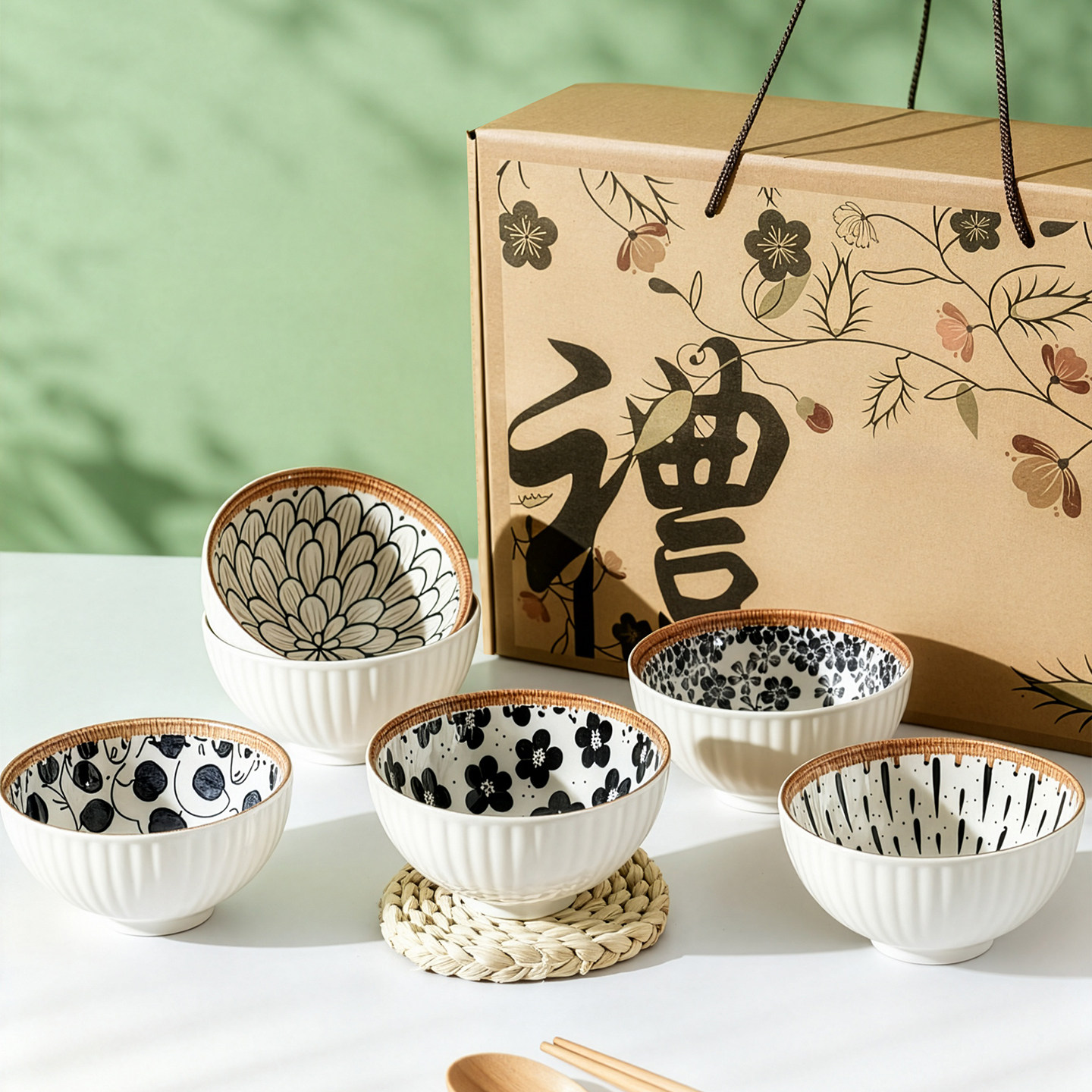 日式特别好看的碗米饭碗个人专用精致碗套装礼盒送人陶瓷碗高颜值