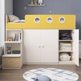 歌雷家具北欧儿童床带储物柜床小户型衣柜床书桌床一体多功能组合