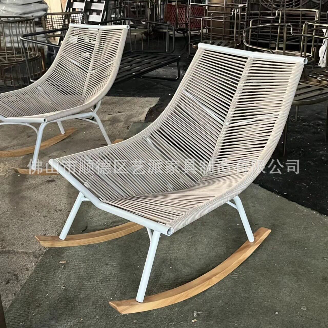 户外躺椅阳台休闲小沙发茶几组合藤编摇椅三件套懒人庭院花园家具