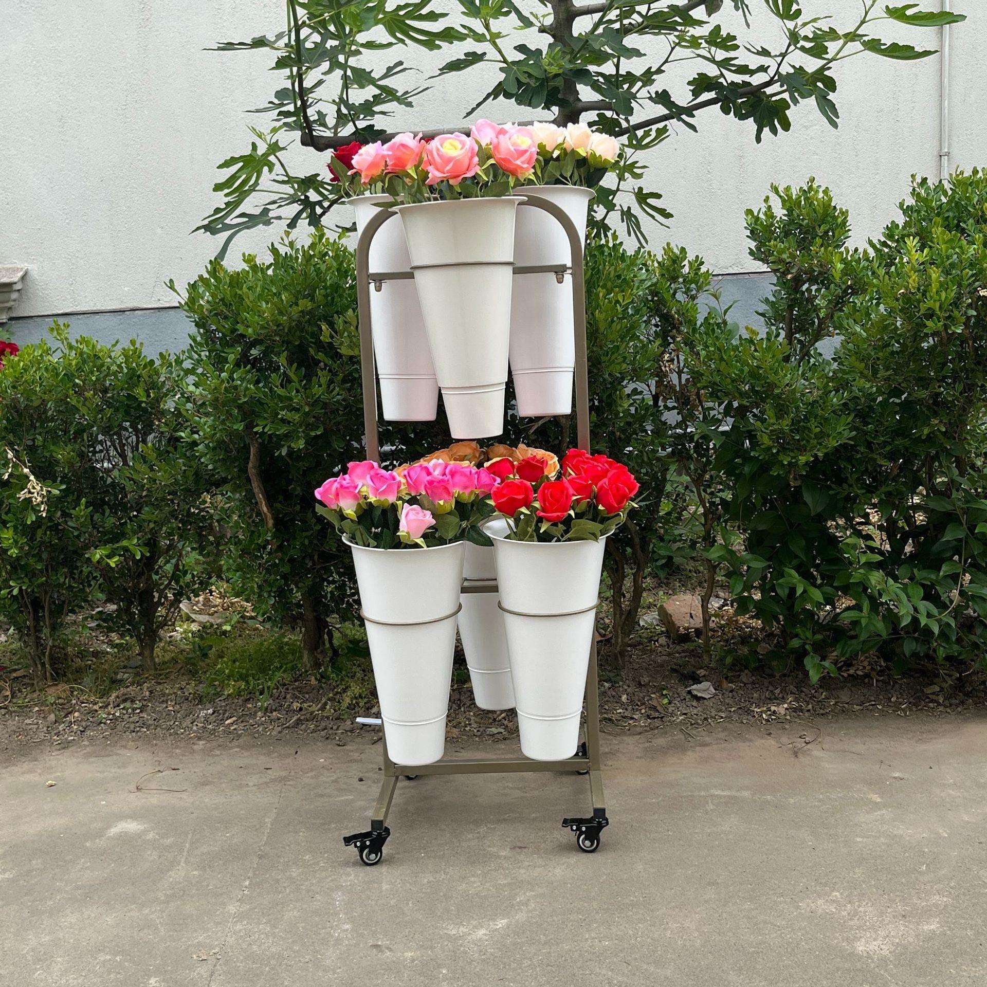 摆摊鲜花架展示架花店花架卖花可移动架子醒花桶架仿真花艺兰花架