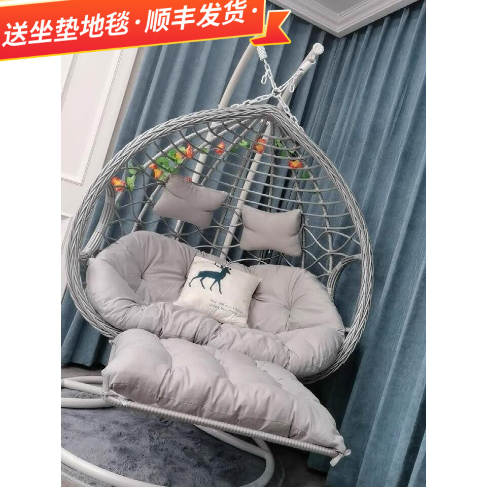 轻奢欧式双人吊篮藤椅室内家用吊床户外秋千阳台摇椅摇篮椅吊椅兰
