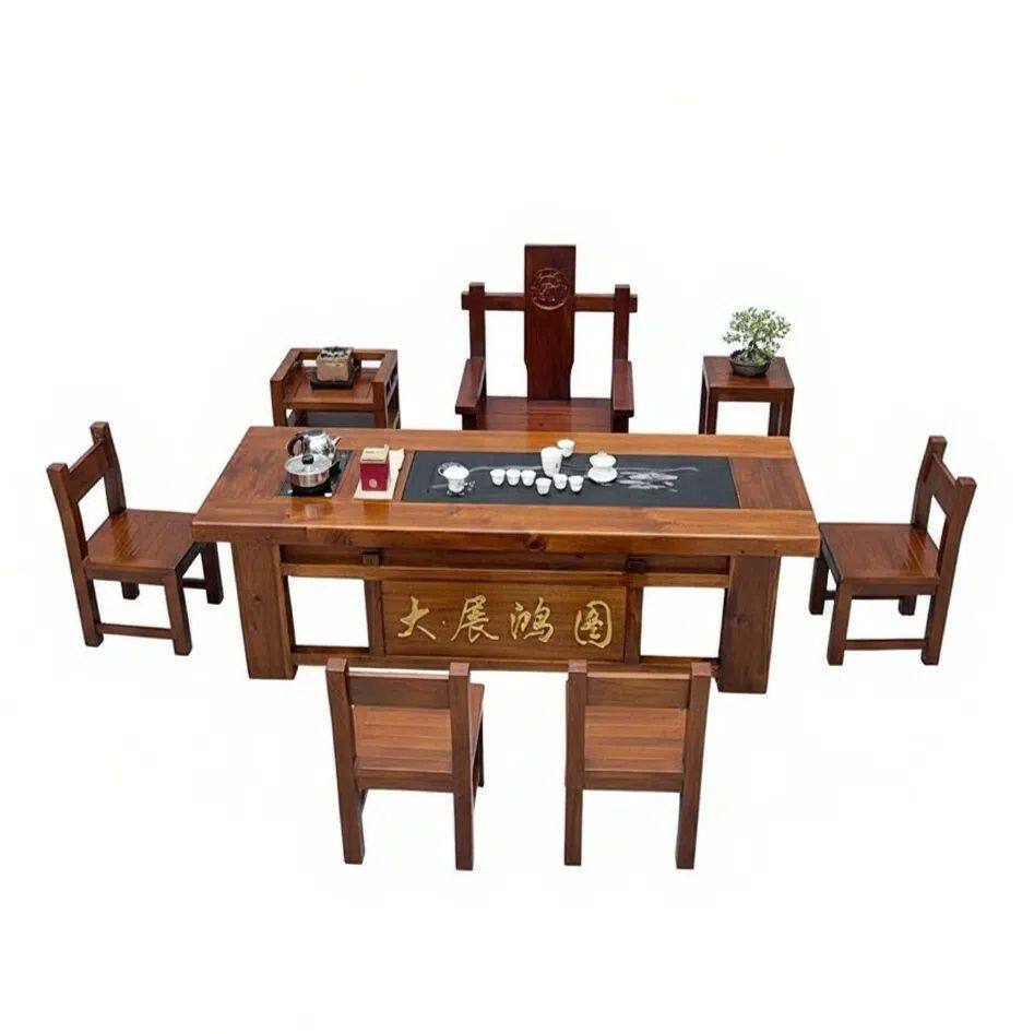 老船木茶桌椅组合高档纯实木茶台客厅阳台办公自动茶几一整套茶几