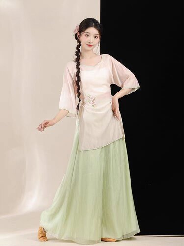 念琵琶舞蹈服装茶花开了古典舞演出服清风徐来夜泊秦淮三件套表演