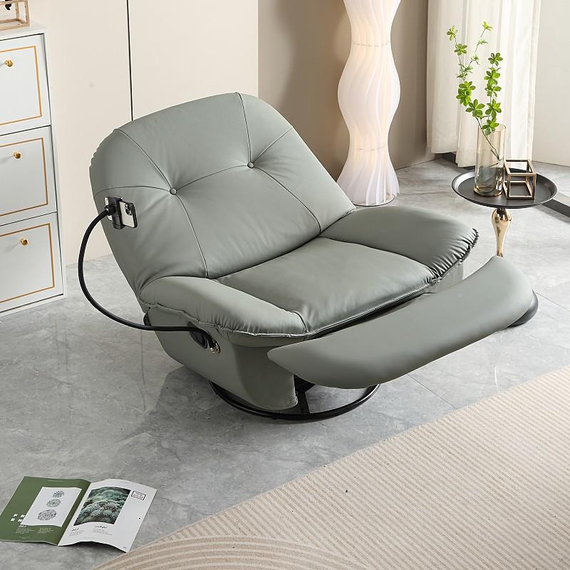 明星同懒人沙发电多功能单人沙发摇皮椅现-代简约动款猫抓旋转躺