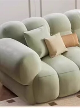 商场酒店法e式复古绿色沙发直排奶油风小户型客厅钢琴键羊羔绒沙