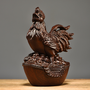 黑檀木雕a鸡摆件实木生肖大公鸡雄鸡家居客厅办公室装饰工艺品送