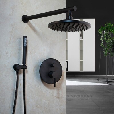 Monite 8 Inch Matte Black Round Modern Rainfall WallX Mounte