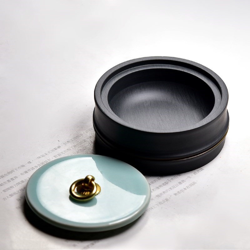 非遗 歙砚砚台创新传承z玉竹墨海中小楷带盖原石老坑