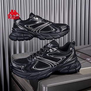 2025新款 女款 秋季 厚底增高休闲鞋 Kappa女鞋 子女黑色运动鞋 老爹鞋