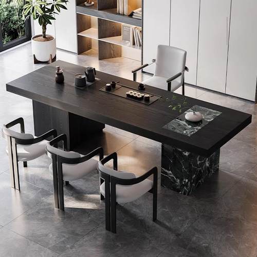 意式极简实木茶台椅家用别墅设计师轻奢高级感创意功夫泡茶桌组合