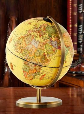 居家摆件装饰品覆古彷古桌面地球仪礼古铜色轻奢大号书房办公高清