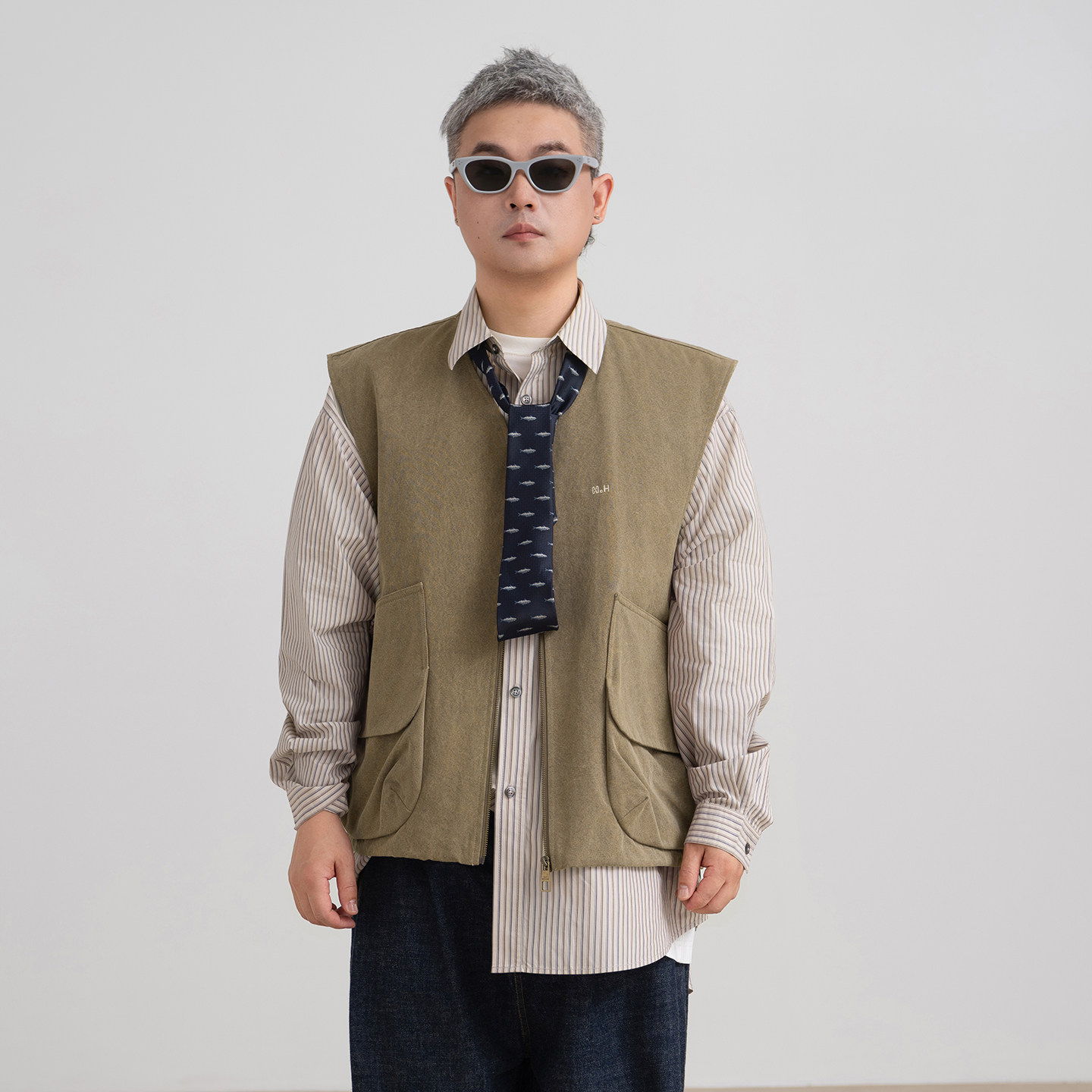 HalfwayHouse2025年秋季新款日系马夹文艺复古百搭马甲叠穿工装风