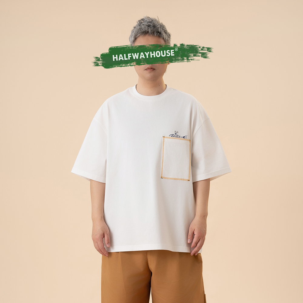 【重磅纯棉260g】HalfwayHouse2025年夏季新款口袋缝线短袖T恤男