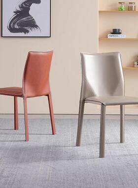 FDMA66-10意式极简马鞍皮餐椅家用轻奢高z级感现代简约2026新款椅