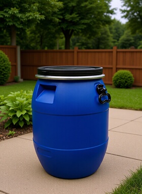 铁卡箍抱箍桶60公斤工厂供应加厚60L升法兰桶蓝色款60L化工包装桶