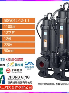 新款人民国标污水泵380vt三相潜水泵无堵塞排污泵地下室WQ型潜包
