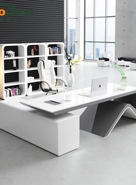 现时尚台老板桌LB120总裁经理桌D主代管桌简约桌大班创意烤漆白色