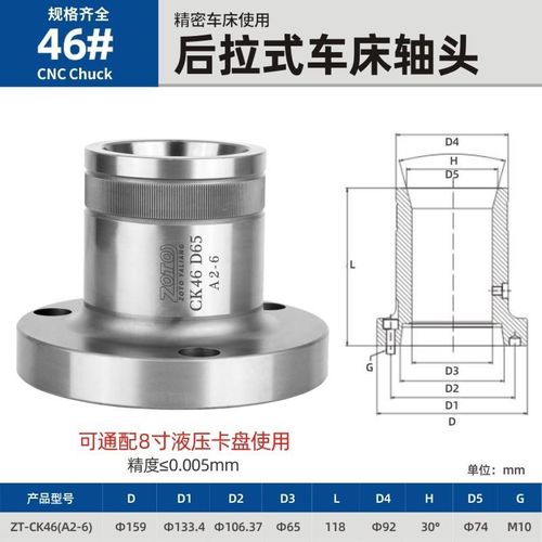 新款zoto数控车床夹头座36#46#0640#0630机型后U拉轴头主轴套包邮