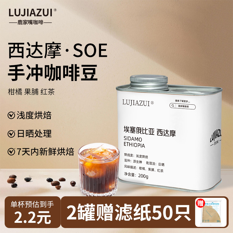 埃塞西达摩浅烘手冲罐装咖啡豆