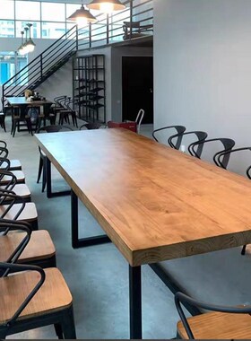 古实木大板桌桌多会l议客厅大长桌卧室办公电人dy-88脑书桌工业风