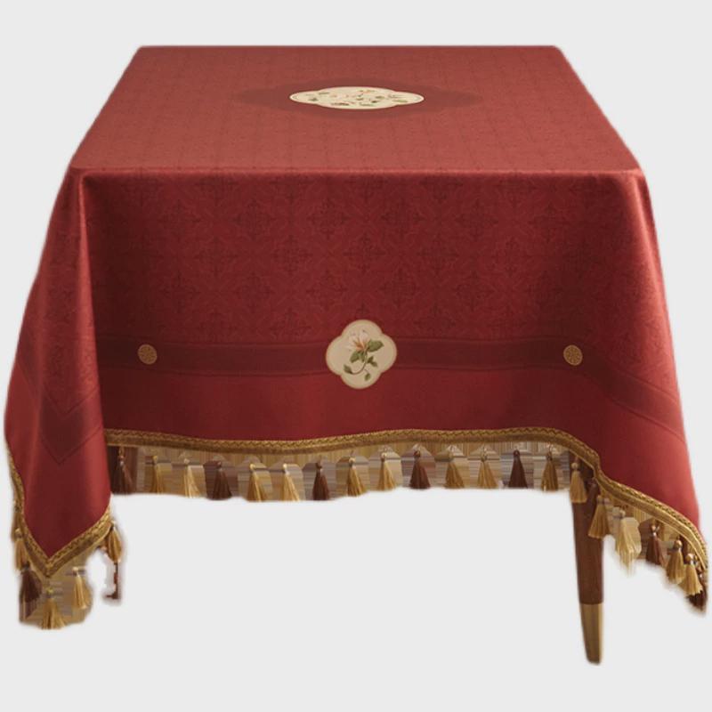 J6DA南匠红色桌布结婚礼喜庆中式婚庆订婚宴摆台桌垫茶.几餐桌台