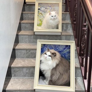 世界名画猫抓板耐磨不掉屑剑麻猫窝一体蒙娜丽莎油画立Y式猫咪厂