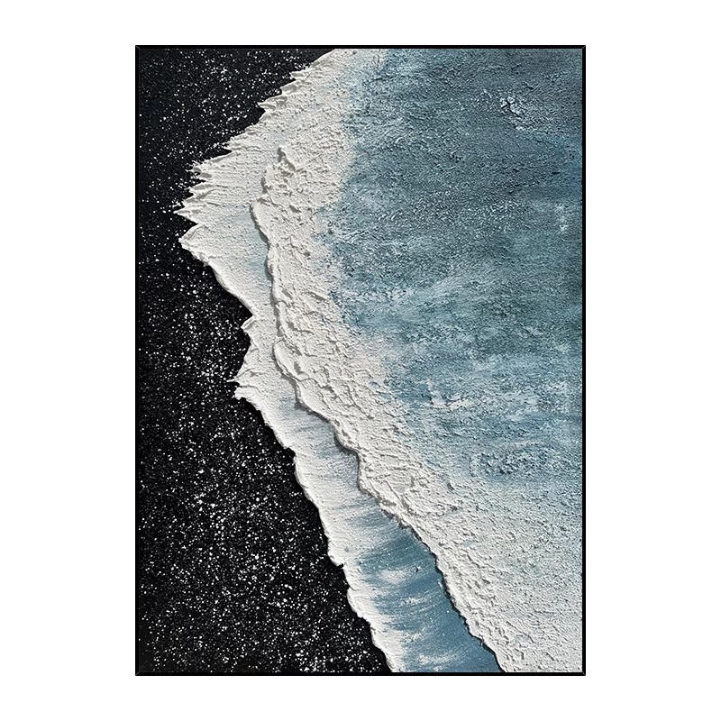 手绘油画《星海》黑白肌理画抽象客厅背景墙P装饰画走廊玄关挂画