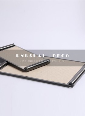 UNUSUeAL 金属创意画卷托盘客厅茶几收纳盘摆件皮革置物盘样板间